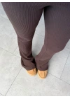 KAHVE DİLVİN YÜKSEK BEL ÖRME PANTOLON