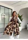 KAHVE YUMUŞACIK DOKULU LEOPAR ŞAL