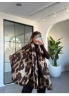 KAHVE YUMUŞACIK DOKULU LEOPAR ŞAL