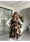 KAHVE YUMUŞACIK DOKULU LEOPAR ŞAL