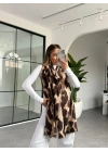 KAHVE YUMUŞACIK DOKULU LEOPAR ŞAL