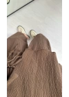 Kahverengi Bağlama Detay Yelek Takım