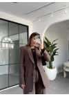 KAHVERENGİ BELDEN OTURTMALI BLAZER CEKET