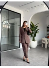 KAHVERENGİ BELDEN OTURTMALI BLAZER CEKET