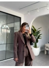 KAHVERENGİ BELDEN OTURTMALI BLAZER CEKET