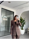 KAHVERENGİ BELDEN OTURTMALI BLAZER CEKET