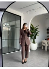 KAHVERENGİ BELDEN OTURTMALI BLAZER CEKET