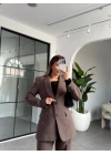 KAHVERENGİ BELDEN OTURTMALI BLAZER CEKET