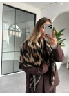 KAHVERENGİ LEOPAR DESEN ÜÇGEN ŞAL