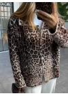 KAHVERENGİ YUMUŞAK DOKULU LEOPAR HIRKA