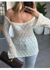 KEMİK OMZU AÇIK DANTEL BLUZ