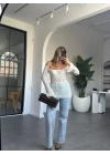 KEMİK OMZU AÇIK DANTEL BLUZ
