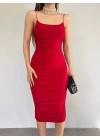 Kırmızı Esnek Sandy Elbise