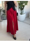 KIRMIZI YIRTMAÇLI UZUN ETEK