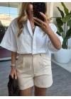 BEYAZ KISA KOL POPLİN GÖMLEK