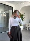 KOYU KAHVE PİLİSELİ KEMERLİ ETEK