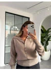 KOYU VİZON POLO YAKA DÜĞMELİ TRİKO KAZAK