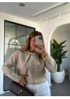 KREM GOLD DÜĞMELİ FULARLI HIRKA