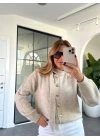 KREM GOLD DÜĞMELİ FULARLI HIRKA