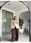 KREM LUNA BELDEN OTURTMALI BLAZER CEKET