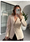 KREM LUNA BELDEN OTURTMALI BLAZER CEKET