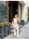 KREM TEK DÜĞMELİ OVERSİZE BLAZER CEKET