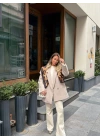 KREM TEK DÜĞMELİ OVERSİZE BLAZER CEKET