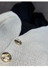 KREM V YAKA 2 GOLD DÜĞMELİ TRİKO YELEK