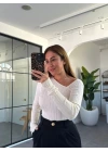 KREM YAKASI ASİMETRİK TRİKO