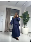 LACİVERT BAĞLAMA DETAYLI ETEK TAKIM