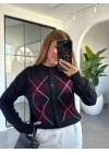 LACİVERT BAKLAVA DESEN TRİKO HIRKA
