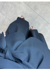 LACİVERT BALON KOL KUŞAKLI CEKET