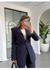 LACİVERT BELDEN OTURTMALI BLAZER CEKET