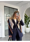 LACİVERT BELDEN OTURTMALI BLAZER CEKET