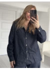 Lacivert Beli Lastikli Baggy Denim Takım