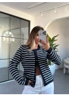 LACİVERT BEYAZ ÇİZGİLİ TRİKO HIRKA