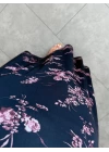 LACİVERT ÇİÇEK DESENLİ KALIN ASKILI TÜL ELBİSE