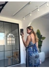 LACİVERT DESENLİ SIRT BAĞLAMALI TAKIM