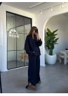 LACİVERT DİK YAKA ÇITÇITLI MODAL TAKIM