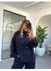 LACİVERT DİK YAKA ÇITÇITLI MODAL TAKIM