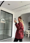 LACİVERT JAKAR DESEN CEKET
