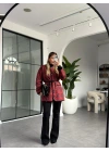 LACİVERT JAKAR DESEN CEKET