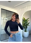 Lacivert Marka Model Crop Uzun Kollu Bluz