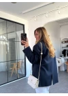 LACİVERT ÇİFT CEPLİ KRUVAZE YAKA CEKET