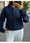 LACİVERT PUL DETAYLI TRİKO HIRKA