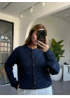 LACİVERT PUL DETAYLI TRİKO HIRKA