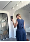 LACİVERT SIRTI DÜĞMELİ MODAL TAKIM