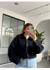 LACİVERT TORBA CEPLİ BOMBER CEKET