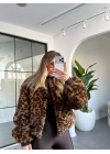 LEOPAR DESEN BİSİKLET YAKA PREMİUM KÜRK