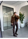 LEOPAR DESEN BİSİKLET YAKA PREMİUM KÜRK
